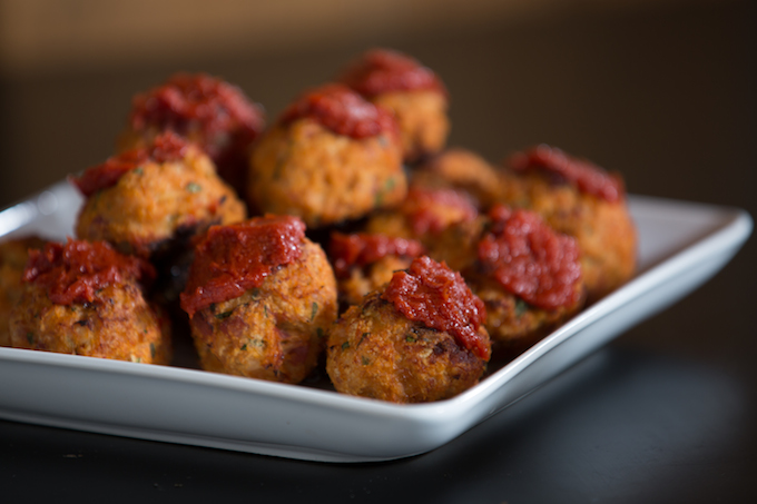 baked chicken meatballs with pancetta