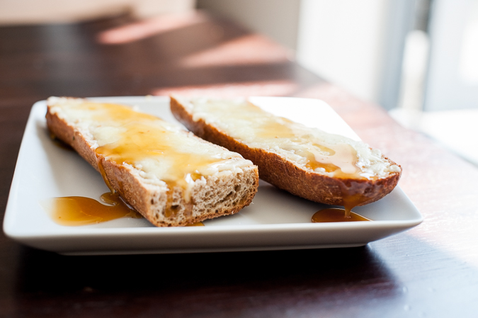 honey drizzled cheese toasts